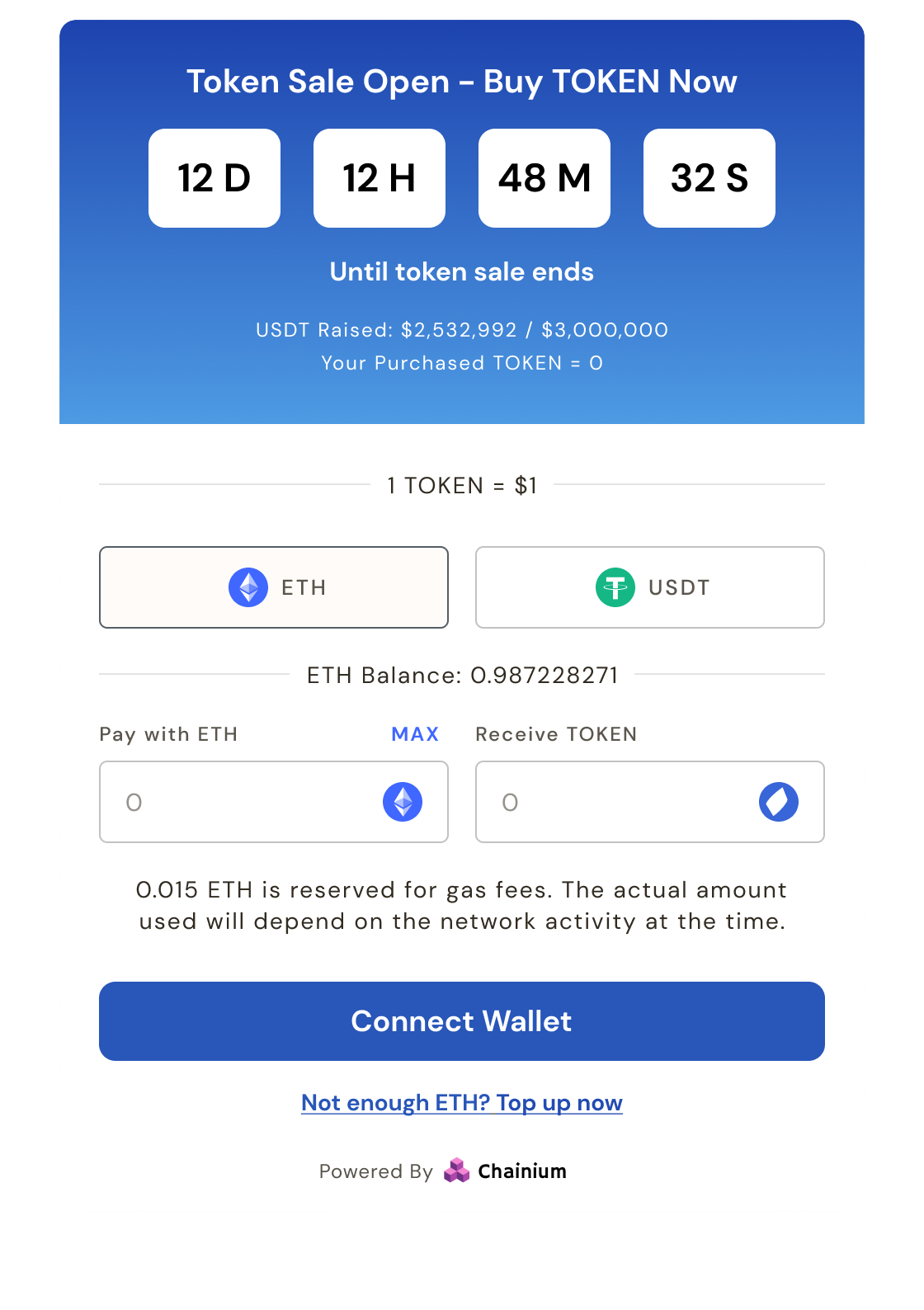 Web3 payment widget for crypto presale